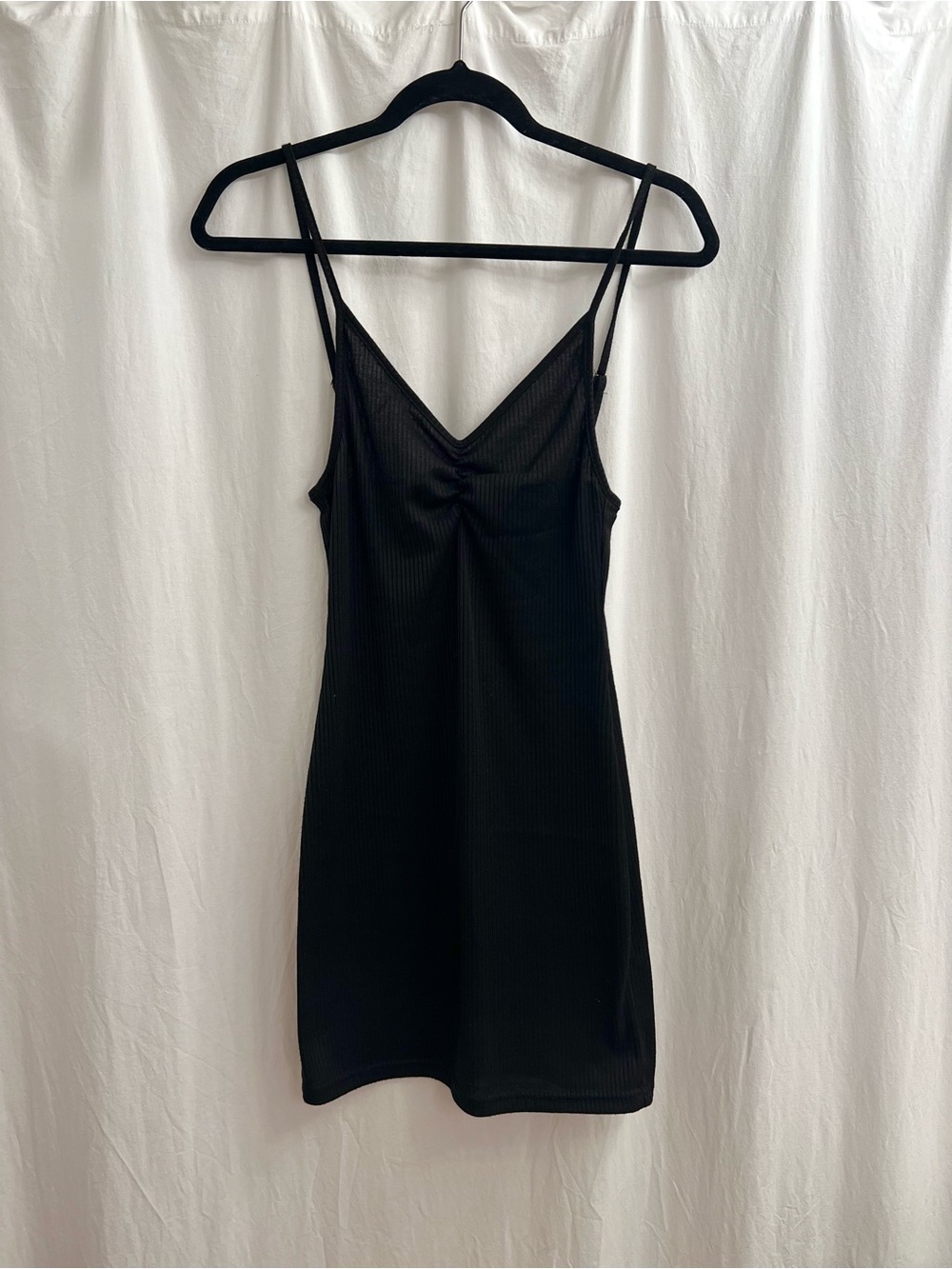 Princess Polly Black Ribbed Mini Slip Dress